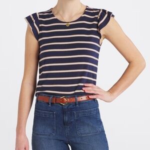 Staccato Navy and Cream Striped Short Sleeve Top